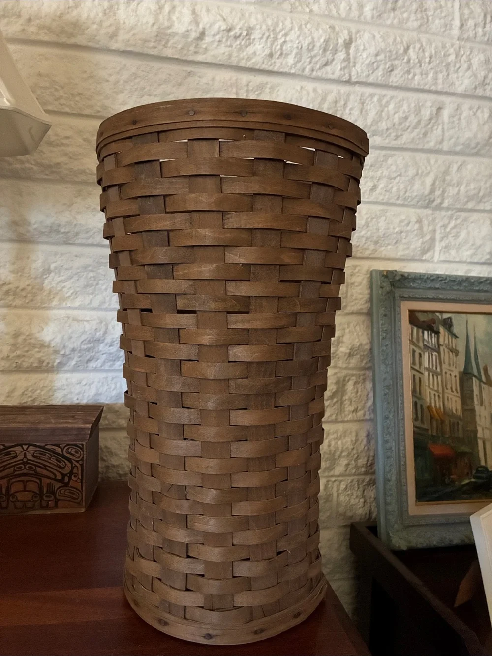 Longaberger Brown Woven Floor Umbrella basket